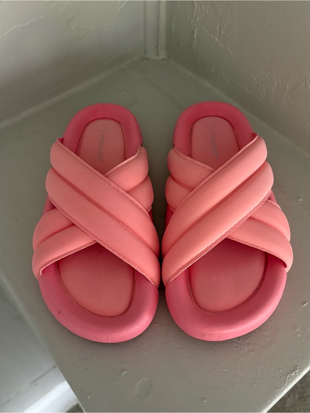 Primark Pink Padded Cross-Strap Slides Size 8